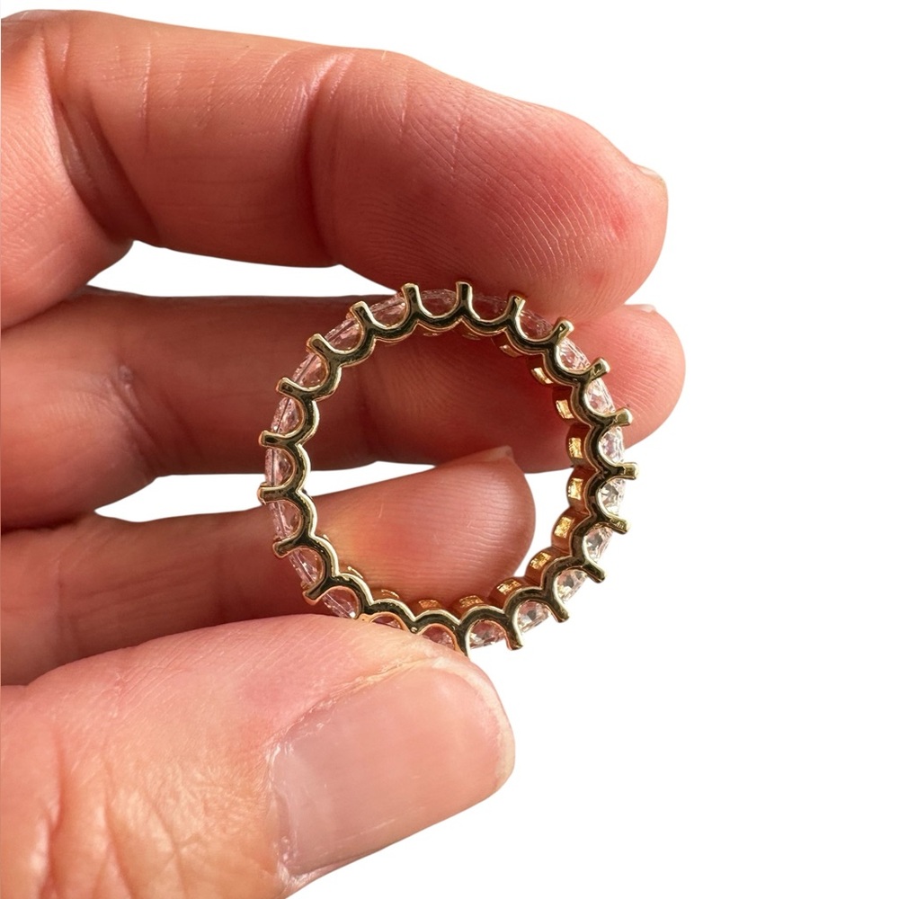 Gold Rectangular Diamond Lined Ring - image 8